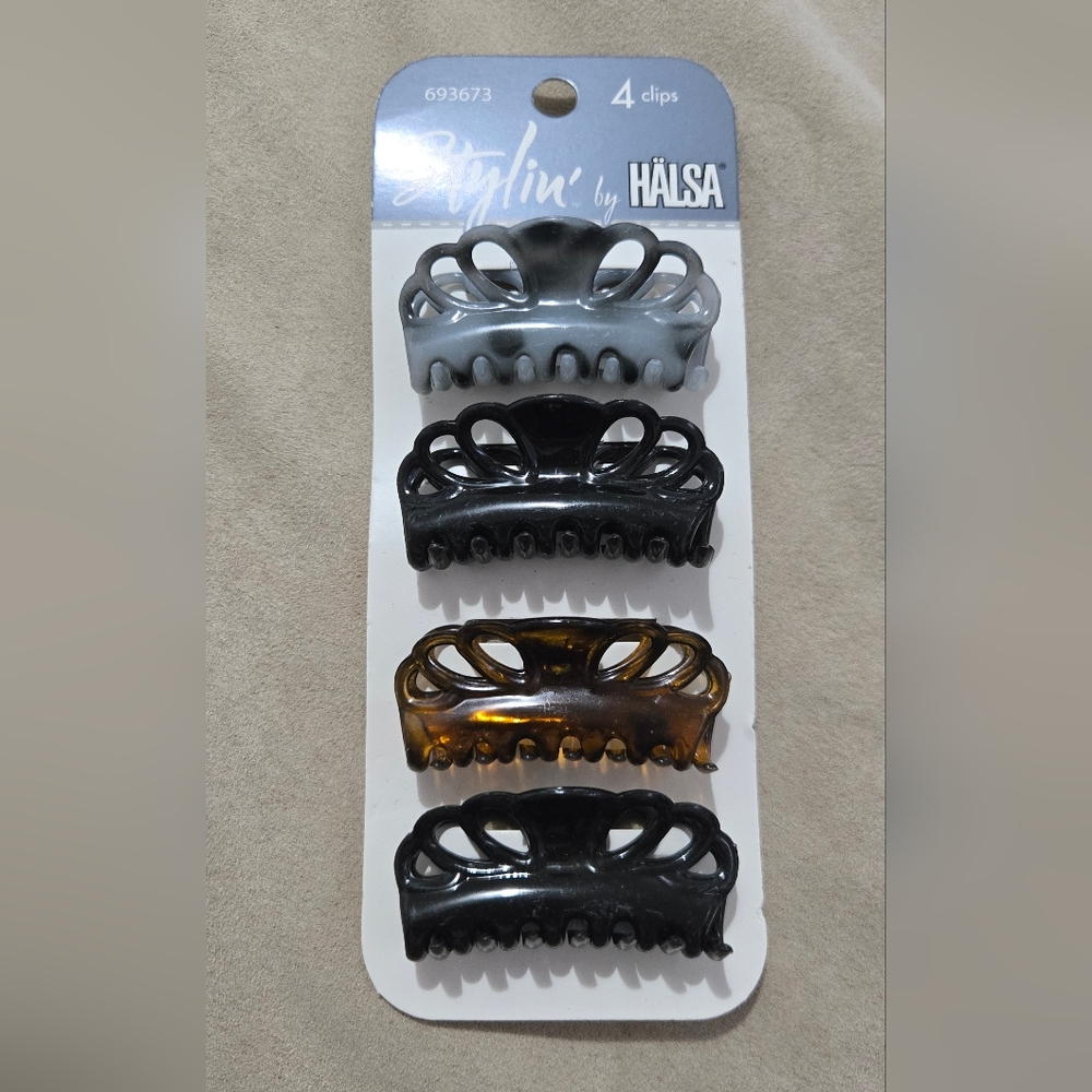LSA Hair Claw Clips Set - Black, Gray, Brown